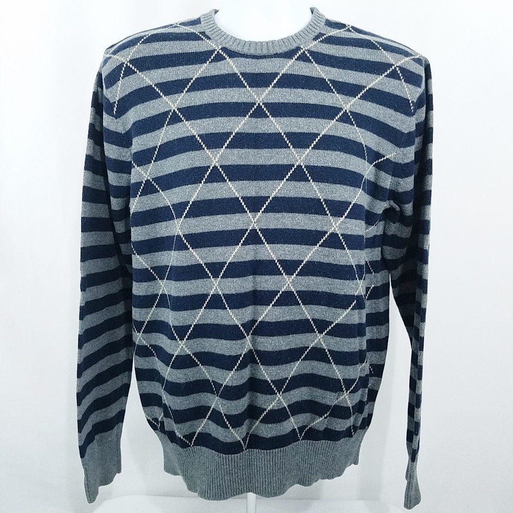 Old Navy Mens Sz Large Sweater Argyle Stripe Crew